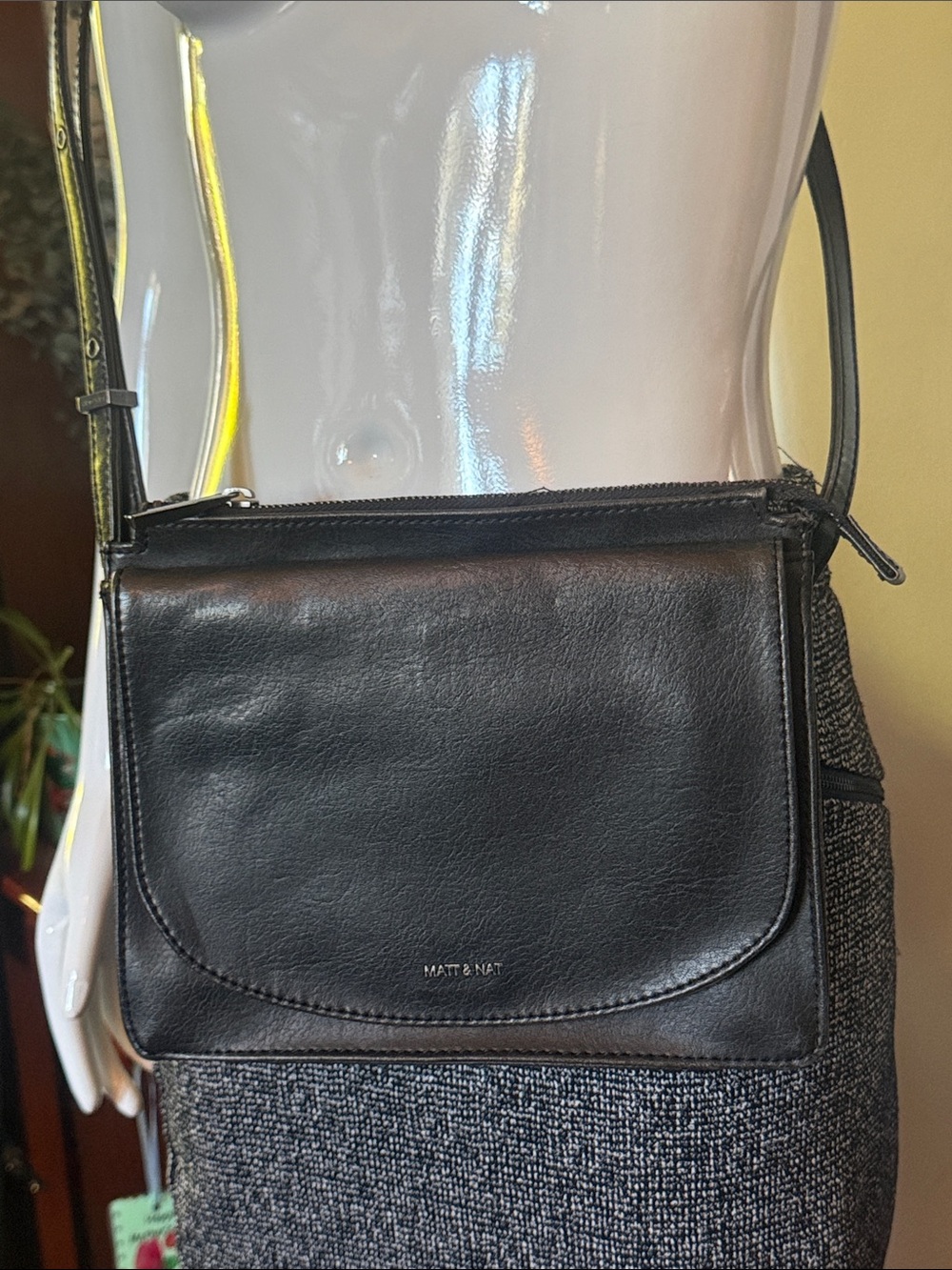Matt & Nat Black Vegan Leather Flap Crossbody